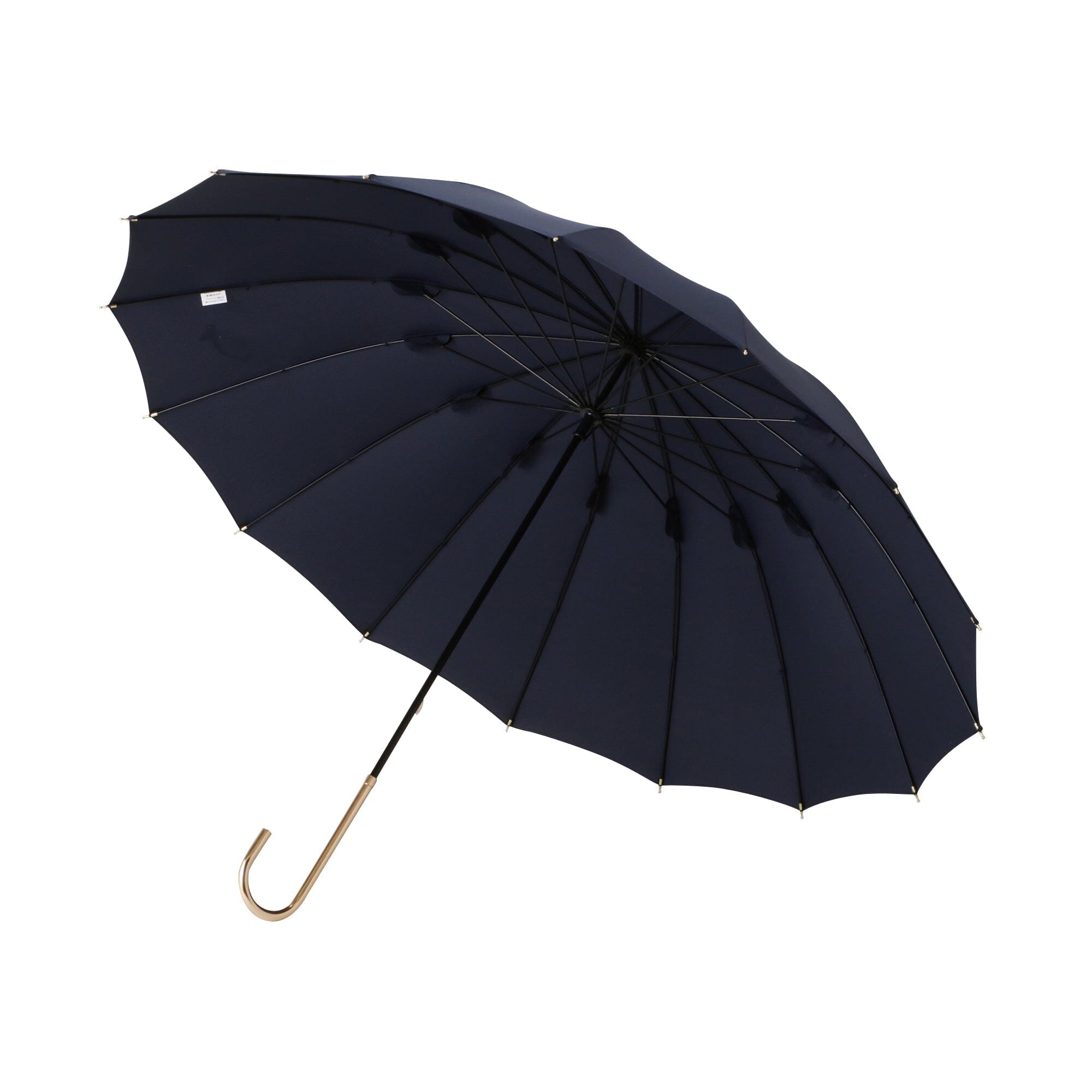16-Rib Solid Long Umbrella in Navy Blue - Perfect for Rainy Days, Outdoor Events & Travel