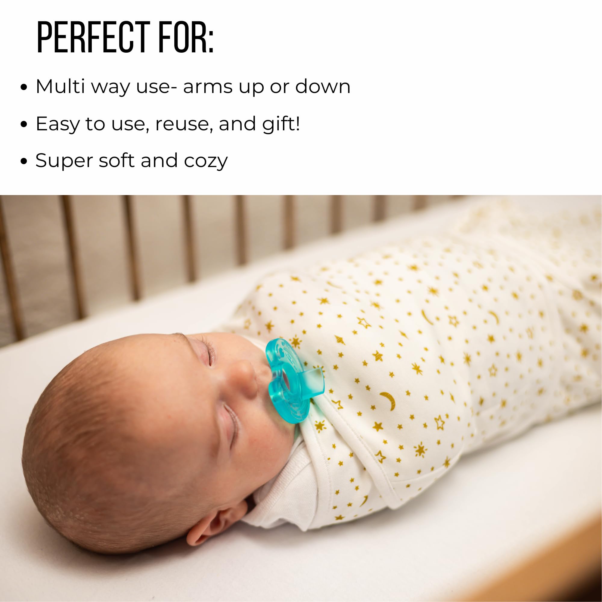 Organic Cotton Velcro Swaddle Blanket for Newborns 0-3 Months - Breathable Baby Wrap for Safe Hip Development - Soft & Adjustable Infant Swaddles for Sleeping, Nursing, and Travel