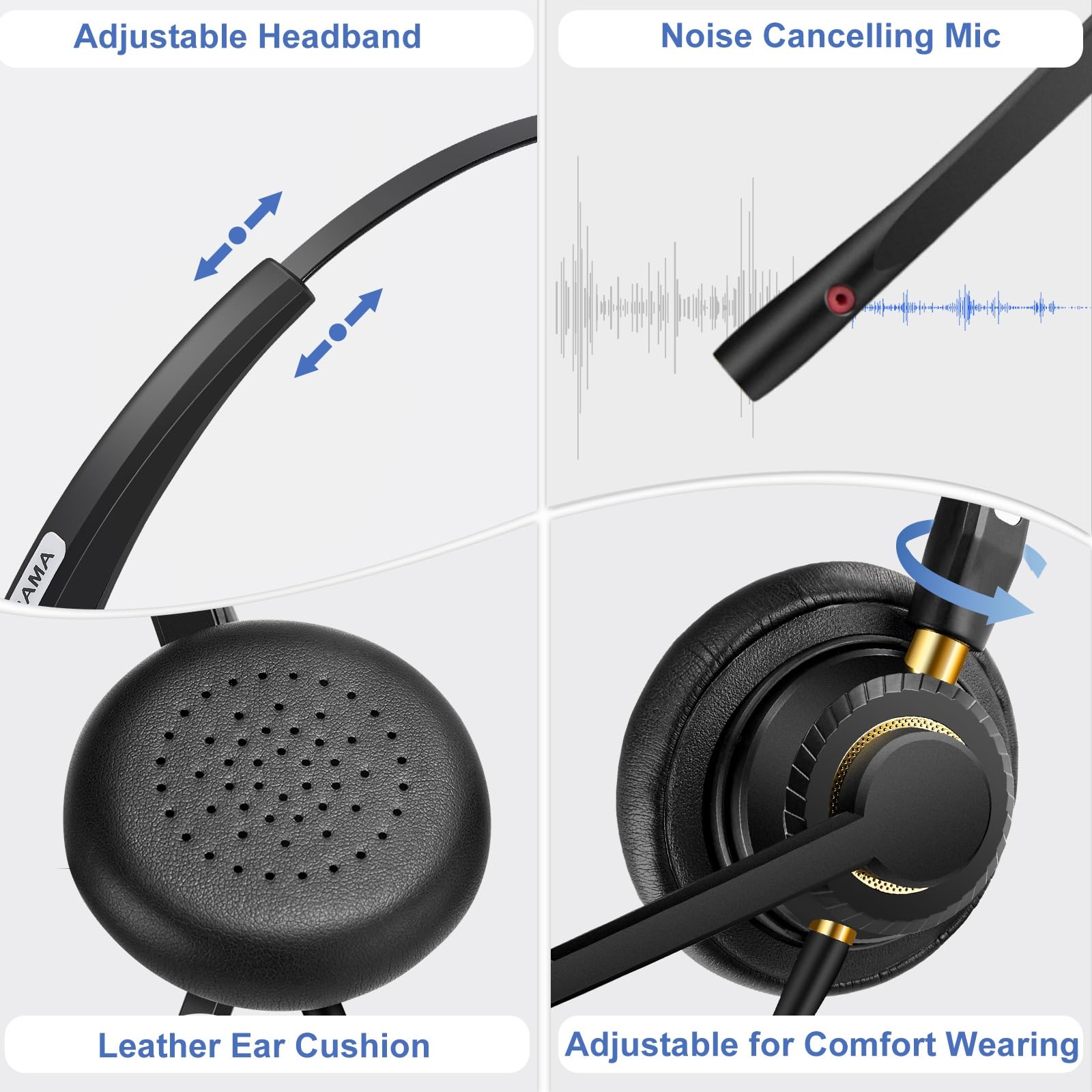 Noise Canceling Cisco Phone Headset with Mute Switch - Compatible with Cisco IP Phones 7821, 7841, 7942G, 7931G & More - Ideal for Office, Call Center & Remote Work