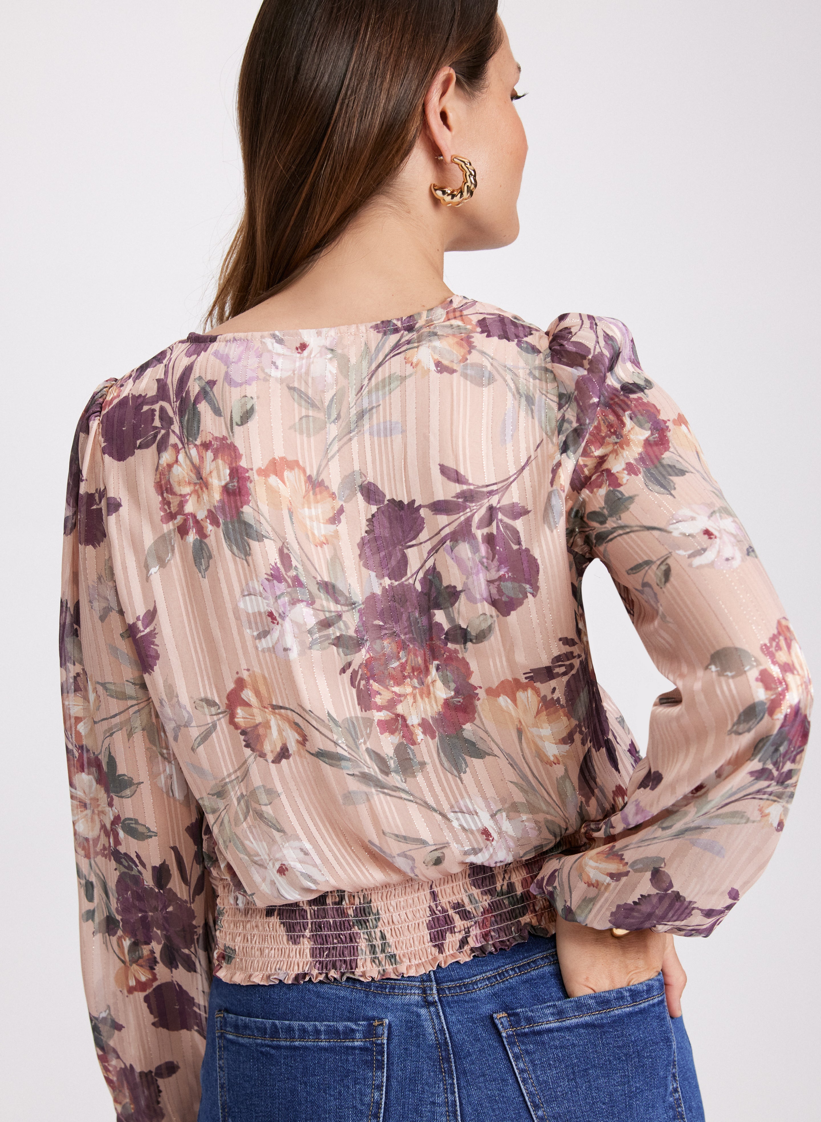 Floral Print Pleated Hem Blouse for Women - Elegant Flowy Top for Office, Party & Casual Wear