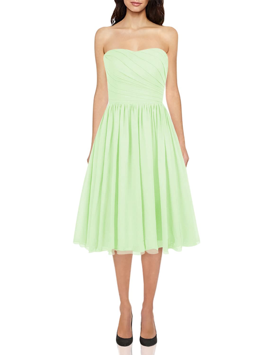 JAEDEN Short Chiffon Strapless Bridesmaid Dresses for Wedding Guests & Prom - Elegant Party, Cocktail, Formal Occasion Wear