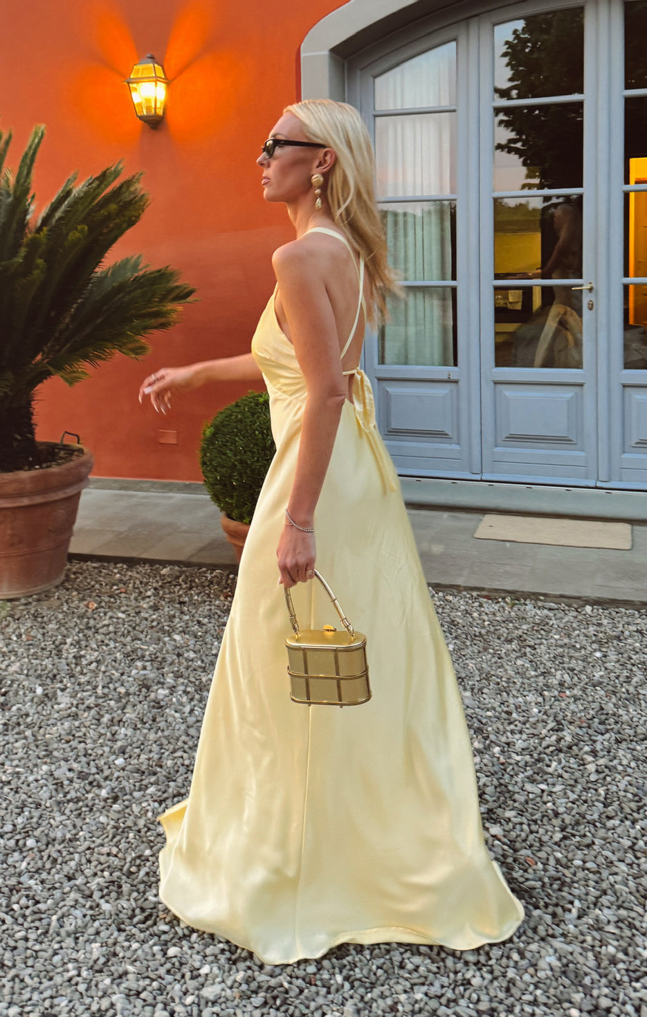 Anderson Maxi Dress - Pale Yellow Luxe Satin for Women | Elegant Evening Gown & Summer Beach Dress | Perfect for Weddings, Parties & Vacation Wear