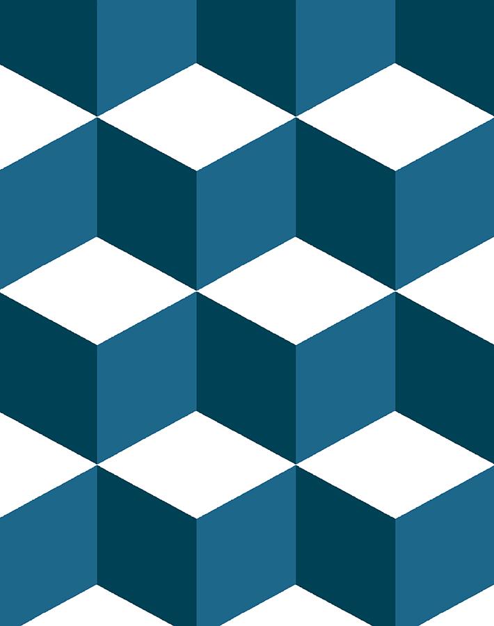 Wallshoppe 'Ice Cubist' Indigo Wallpaper - Modern Geometric Peel & Stick Wallpaper for Living Room, Bedroom, or Home Office Decor