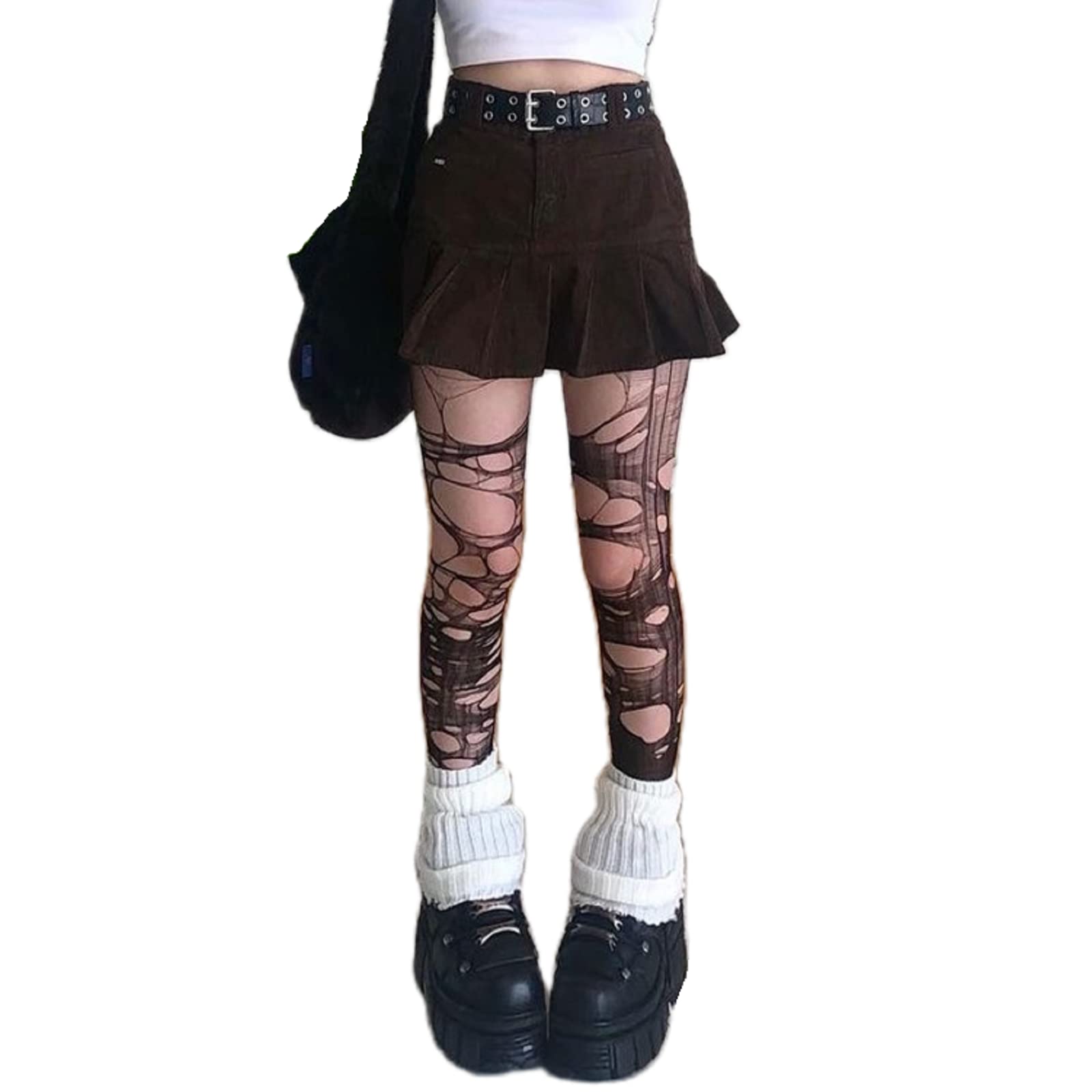 Women's Sexy Sheer Patterned Tights - Vintage 90s Punk Streetwear Leggings & Pantyhose | Perfect for Cosplay, Night Out, and Retro Fashion Outfits