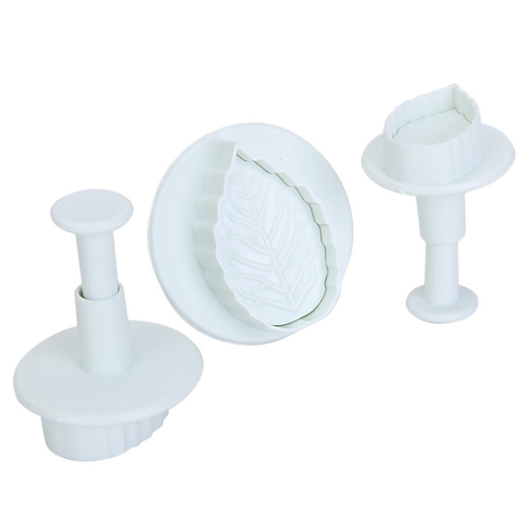 3-Piece Veined Rose Leaf Fondant Cutter Set - Stainless Steel Cake Decorating Tools for Wedding, Birthday Cakes & Cupcakes - Perfect for Bakers & DIY Sugar Crafting