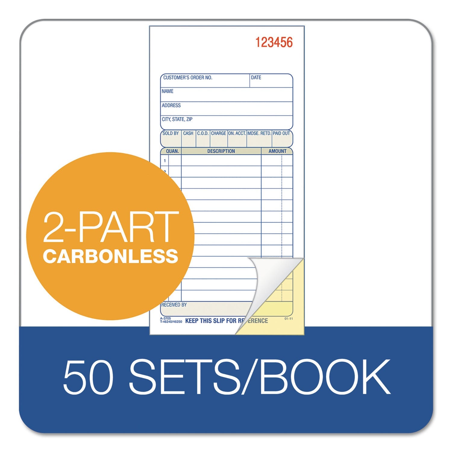 Adams® Multipart Sales Order Pad - 2-Part Carbonless, 12 Lines per Form, 3.34