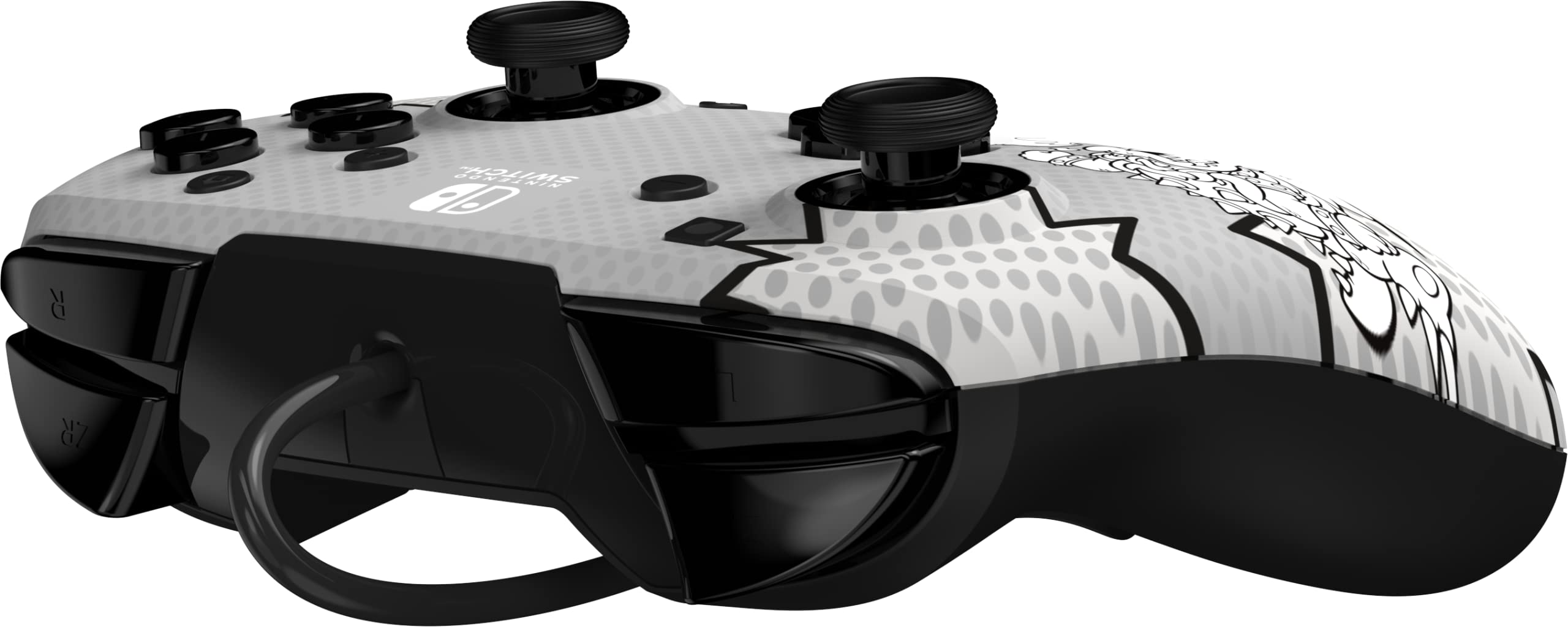 PDP REMATCH: Comic Attack Noir, Grey, White USB Game Controller Analog/Digital for Nintendo Switch & OLED - Perfect for Multiplayer Gaming & Long Play Sessions