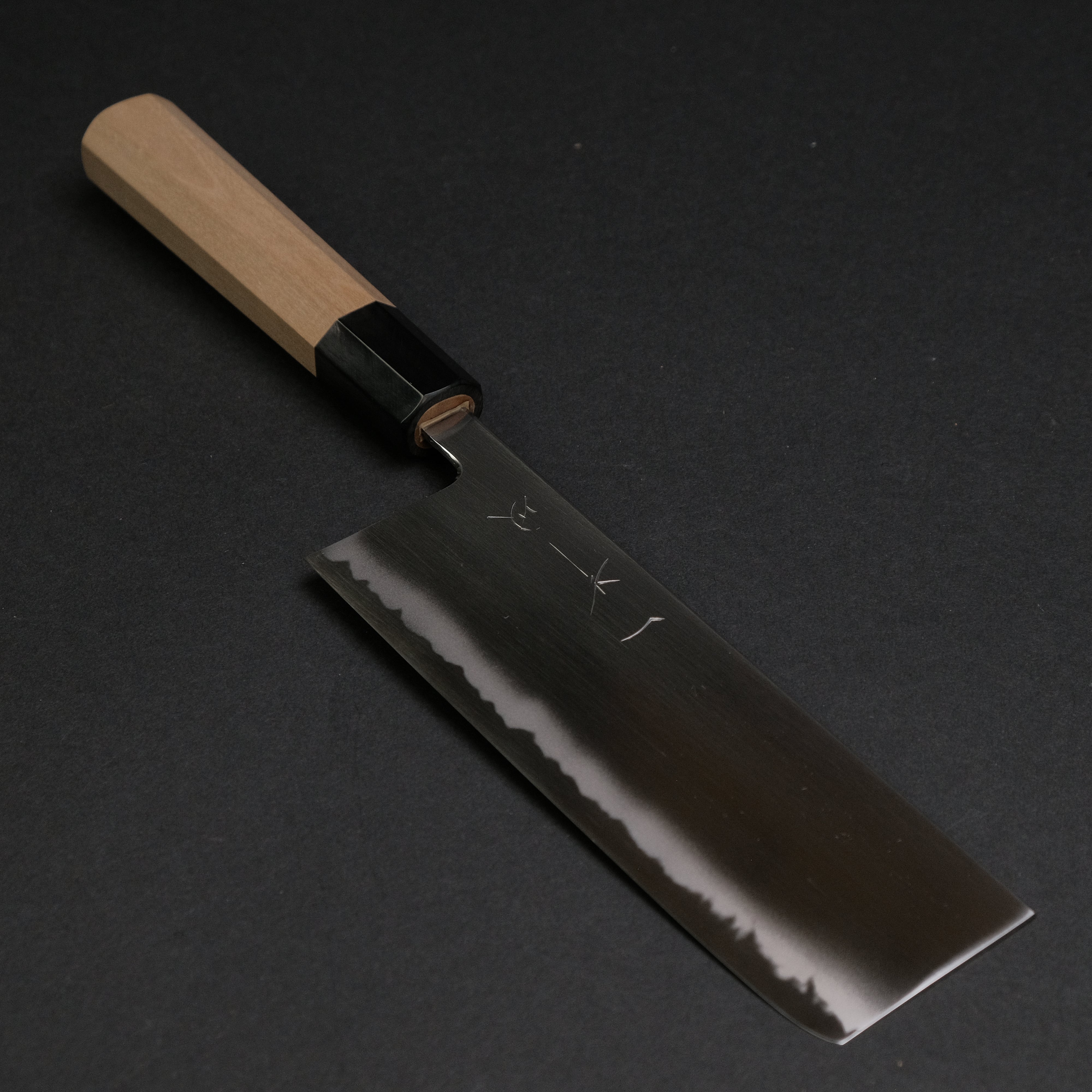 Premium Hitohira Gorobei Izo Blue #2 Nakiri Knife - Japanese Carbon Steel Blade with Magnolia Wood Handle - Perfect for Vegetable Chopping, Slicing & Asian Cuisine Preparation