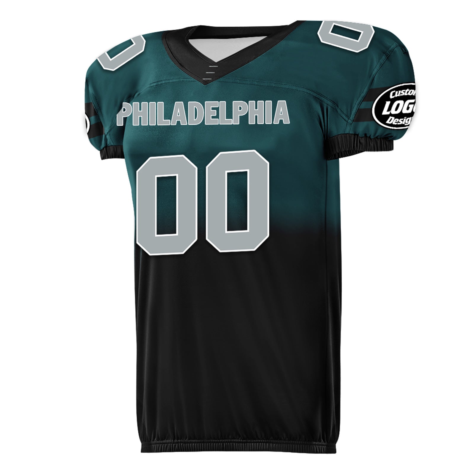 Custom Green Black Fade Philadelphia Eagles High Performance Football Jersey - FBJ06 D020252 - Official NFL Style for Fans & Players - Perfect for Game Day, Tailgating & Sports Events