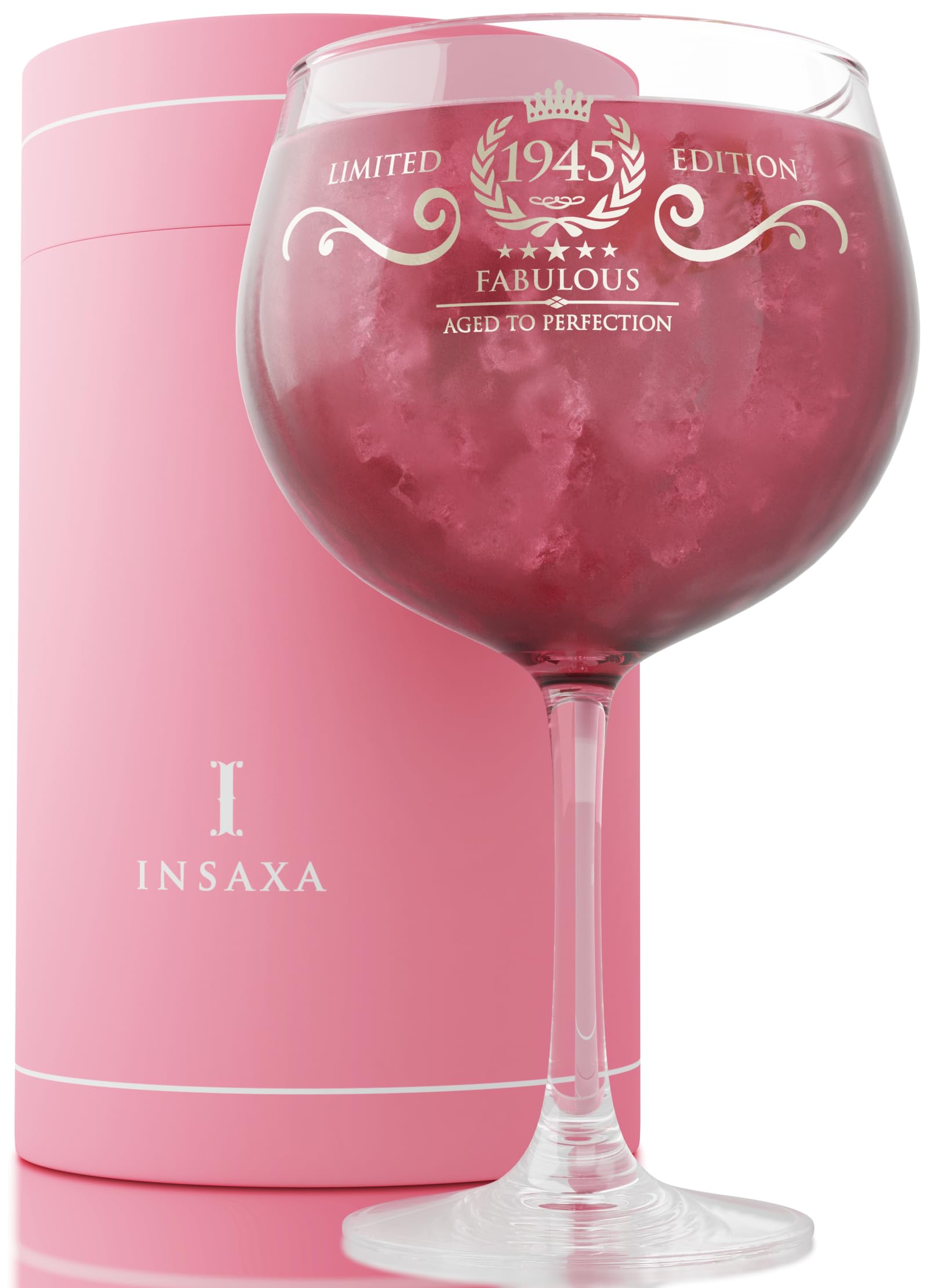 Vintage 1945 Large Gin Balloon Glass (730ML) - Unique 80th Birthday Gift for Women, Perfect for Cocktail Parties & Retro Home Decor