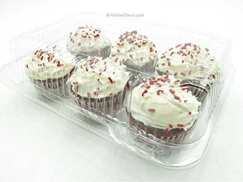 6-Cell Clear Locking Hinged Bakery Containers for Cupcakes, Muffins & Tarts - 300 Pack (CPC-46) - Perfect for Bakeries, Catering & Party Dessert Displays