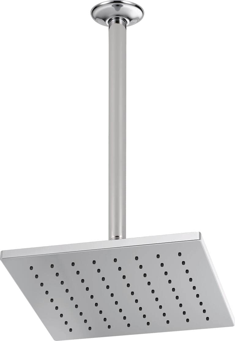 Delta Faucet Rain Shower Head - 12 Inch Chrome Rainfall Shower Head with Lumicoat Finish, Ceiling Mount Metal Shower Head (Includes Shower Arm) - Perfect for Spa-Like Bathroom Experience and Modern Home Upgrade
