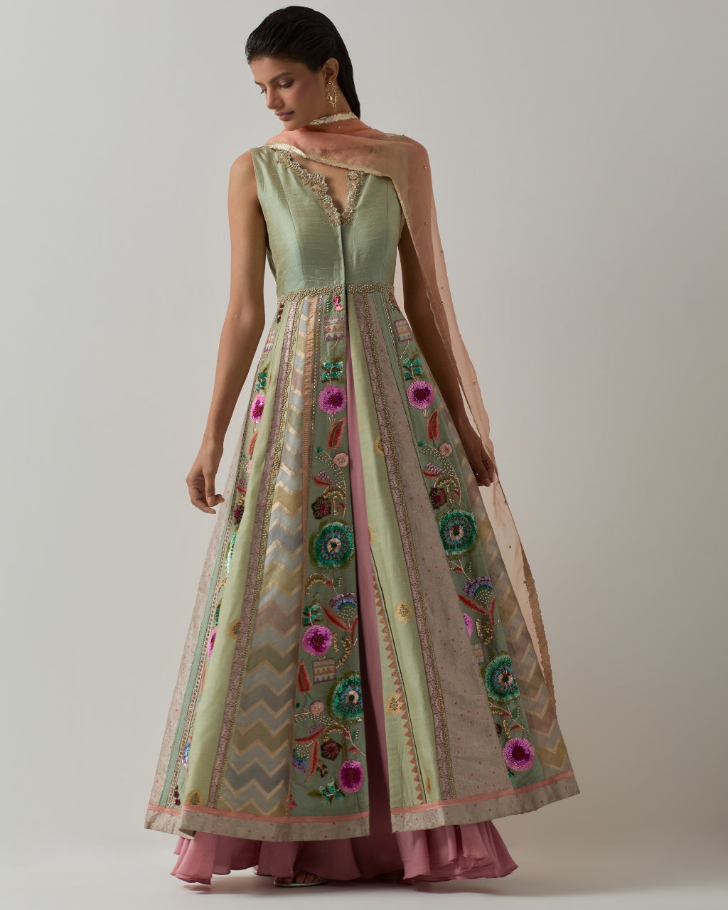 Stylish Aqua Blue Anarkali Jacket Set for Women - Elegant Ethnic Outfit for Parties, Weddings & Festive Occasions