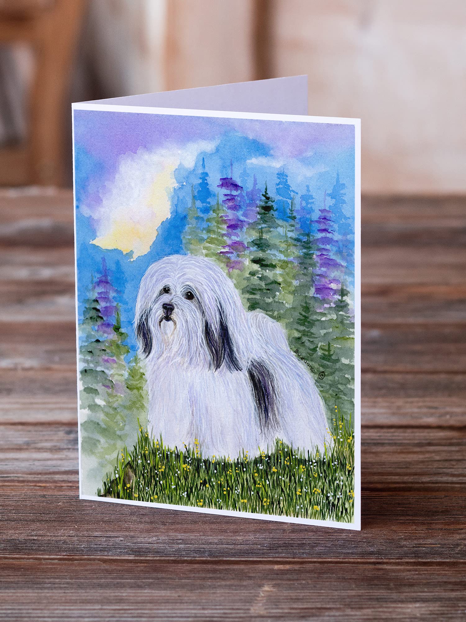 Caroline's Treasures SS1034GCA7P Havanese Dog Blank Greeting Cards - Pack of 8 A7 Size (5x7) Note Cards with Envelopes | Whimsical Puppy Design for Birthday, Thank You & Holiday Cards