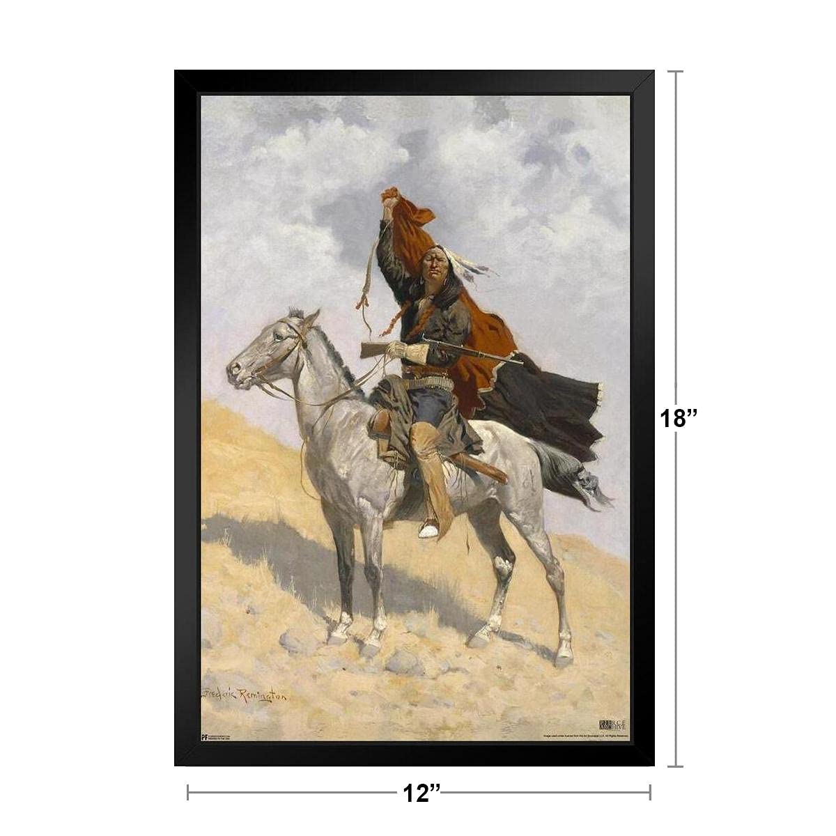Frederic Remington Western Art Print - Black Wood Framed Cowboy & Horse Painting (14x20) - Perfect for Western Decor, Ranch Style Homes & Wild West Themed Rooms
