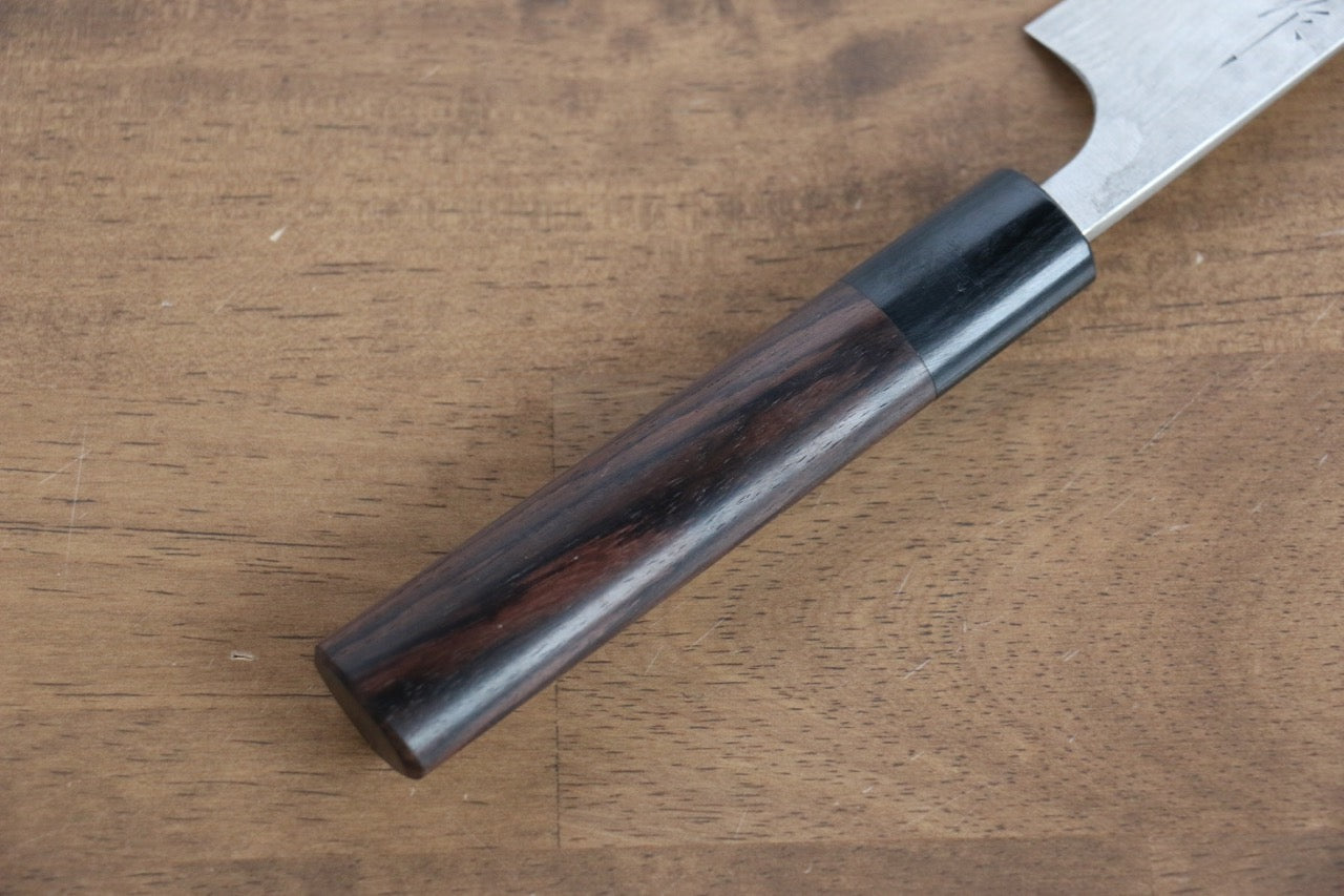 Premium Nao Yamamoto SRS13 Damascus Hammered Petty Knife 160mm - Handcrafted Japanese Utility Knife with Shitan Wood Handle - Perfect for Slicing, Chopping & Precision Kitchen Tasks