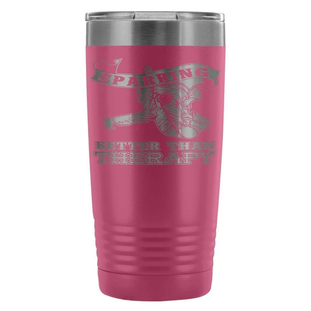 ODDITEES 20oz Stainless Steel Tumbler - Laser Etched 'Sparring Better Than Therapy' Motivational Cup, Vacuum Insulated, BPA-Free (Black) - Perfect for Gym, Office & Outdoor Activities