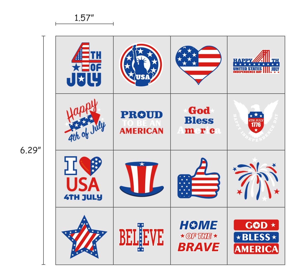 192PCS Patriotic Temporary Tattoos for 4th of July - American Flag Themed Independence Day Party Supplies, Memorial Day Decorations - Perfect for Independence Day Celebrations, BBQs, Pool Parties and Patriotic Events