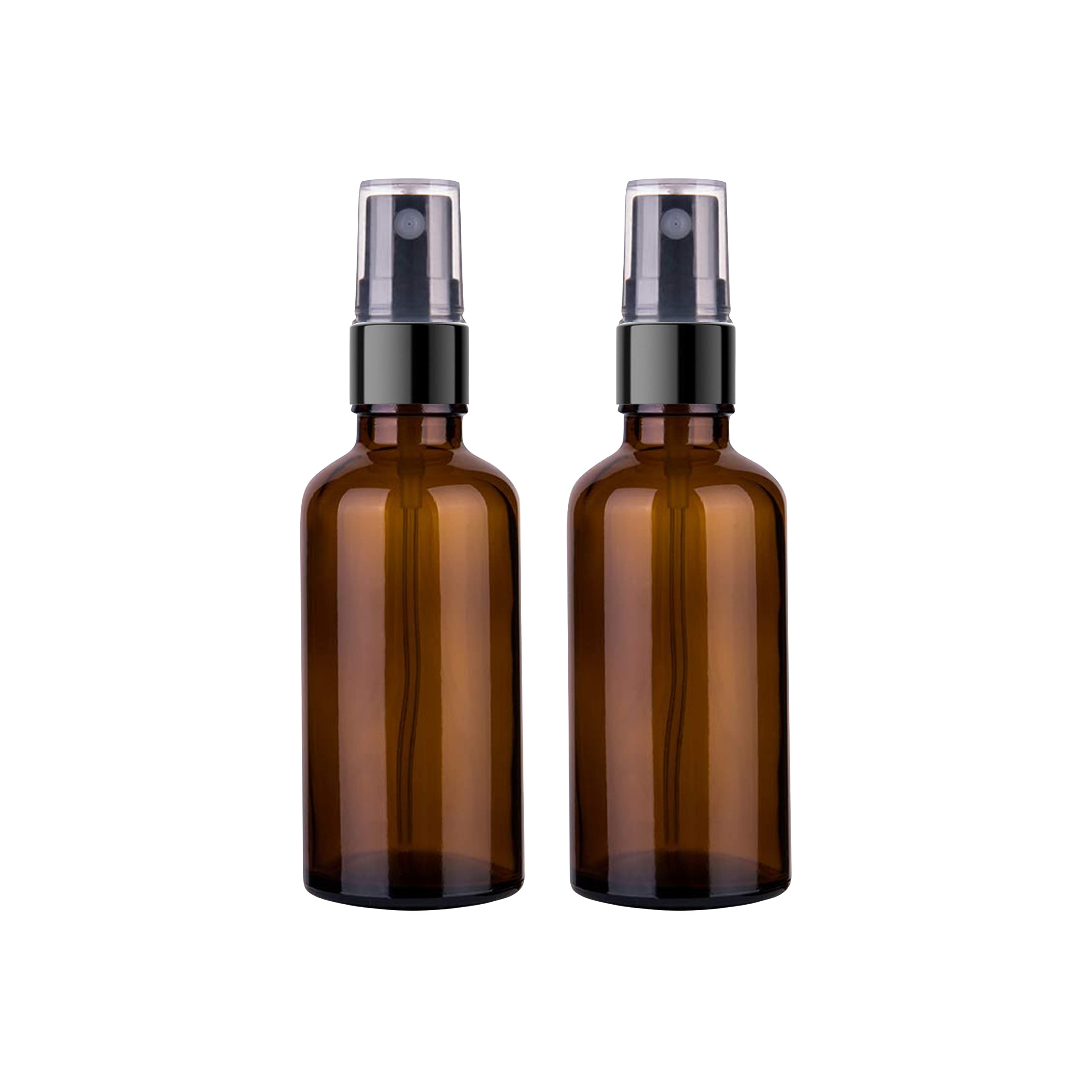 50ml Amber Glass Spray Bottle - Refillable & Reusable Face Mist Bottle with Leak Proof Pump | Perfect for DIY Essential Oils, Aromatherapy Blends, Skincare Toners & Hydrosols | Great for Travel, Home Spa & Beauty Routine (Pack of 2)