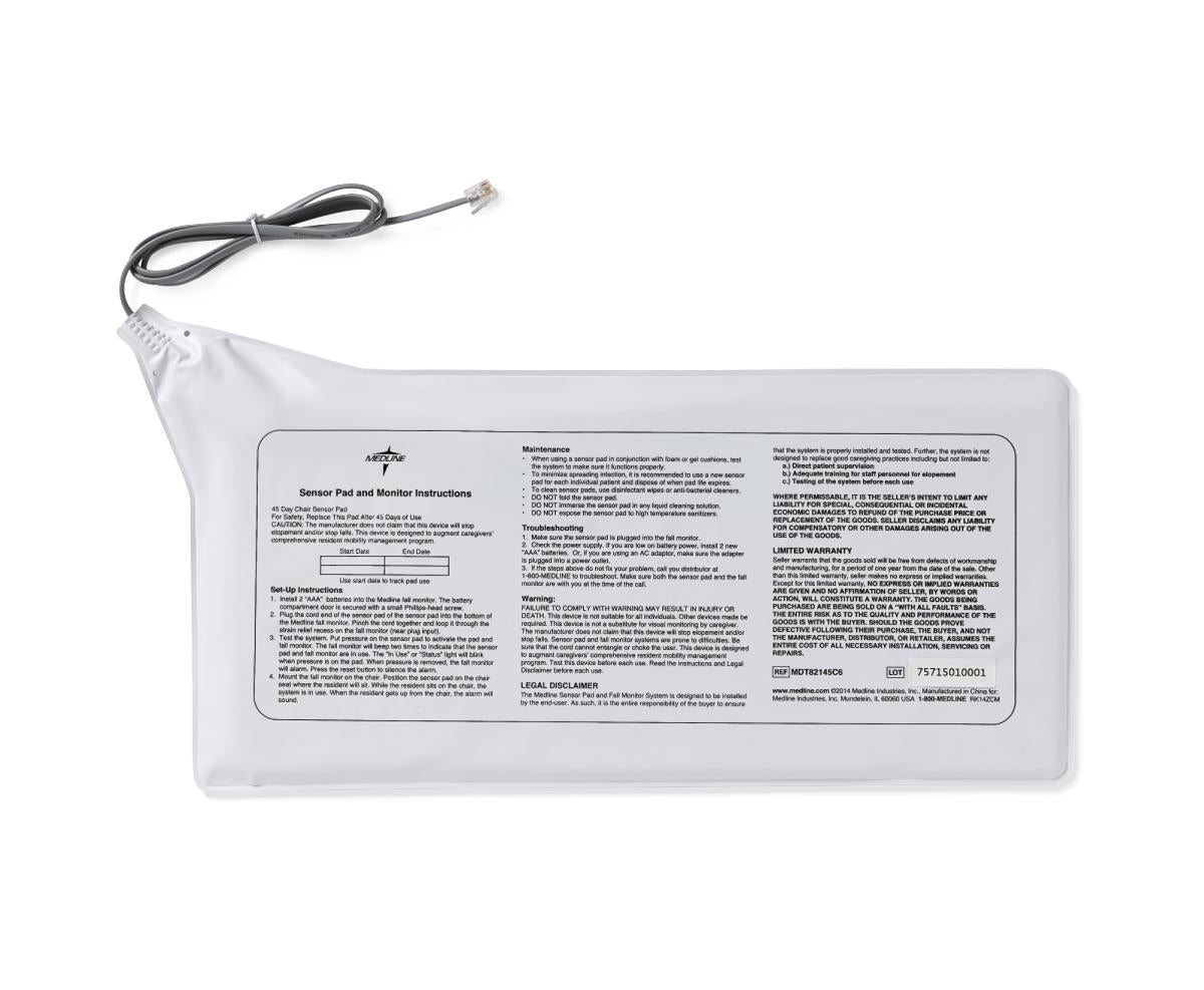 Medline Economy Chair and Bed Alarm Sensor Pads - Fall Prevention for Elderly & Patients - Home Care & Hospital Safety Solution