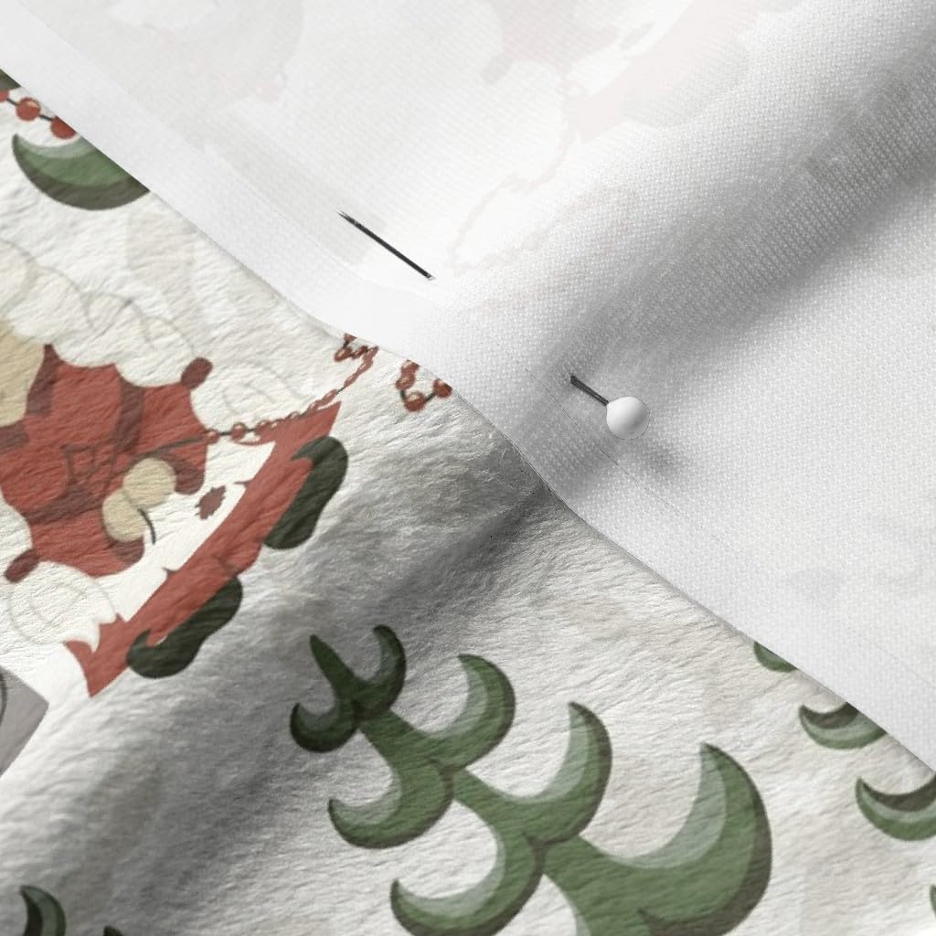Christmas Gnomes Small Green Red Snowflakes Forest Trees Sage Printed Minky Fabric Fat Quarter - Soft Plush Fabric for Sewing Baby Blankets, Quilt Backing & DIY Holiday Decorations - Perfect for Christmas Crafts, Home Decor & Gift Making