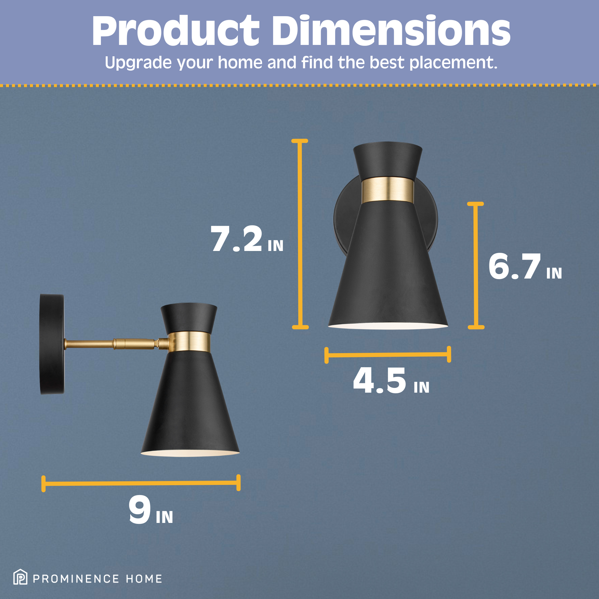 2 Pack Battery Operated LED Wall Sconce Lights - Matte Black with Brushed Gold Accents - Dimmable Cordless Wall Lighting for Bedroom, Hallway & Staircase