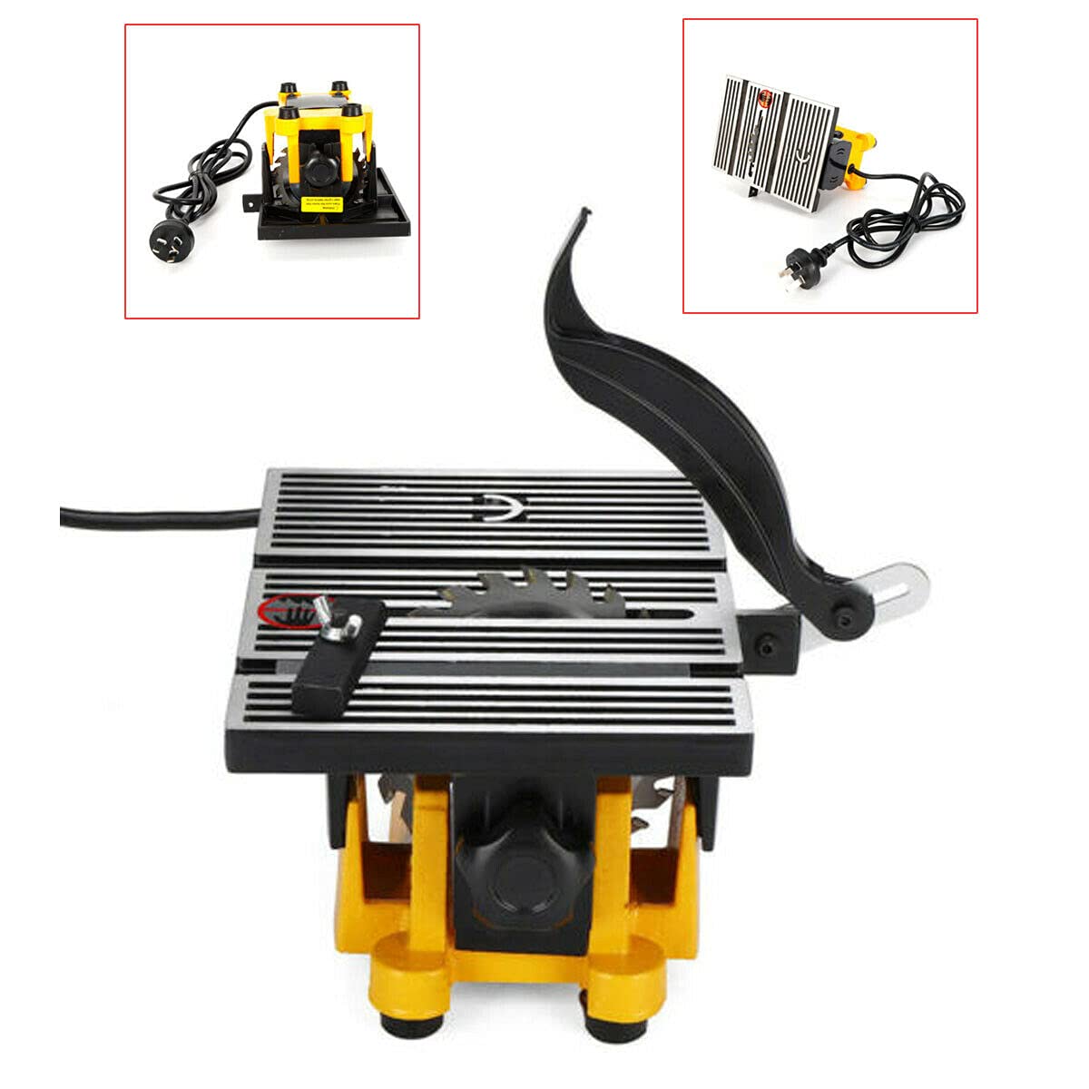 Mini Table Saw Cutting Machine - Portable Electric Benchtop Saw with 2 Blades for Wood, Plastic & Glass | DIY Woodworking, Model Crafts & Home Projects | Compact Tabletop Saw for Precise Cutting, Polishing & Grinding