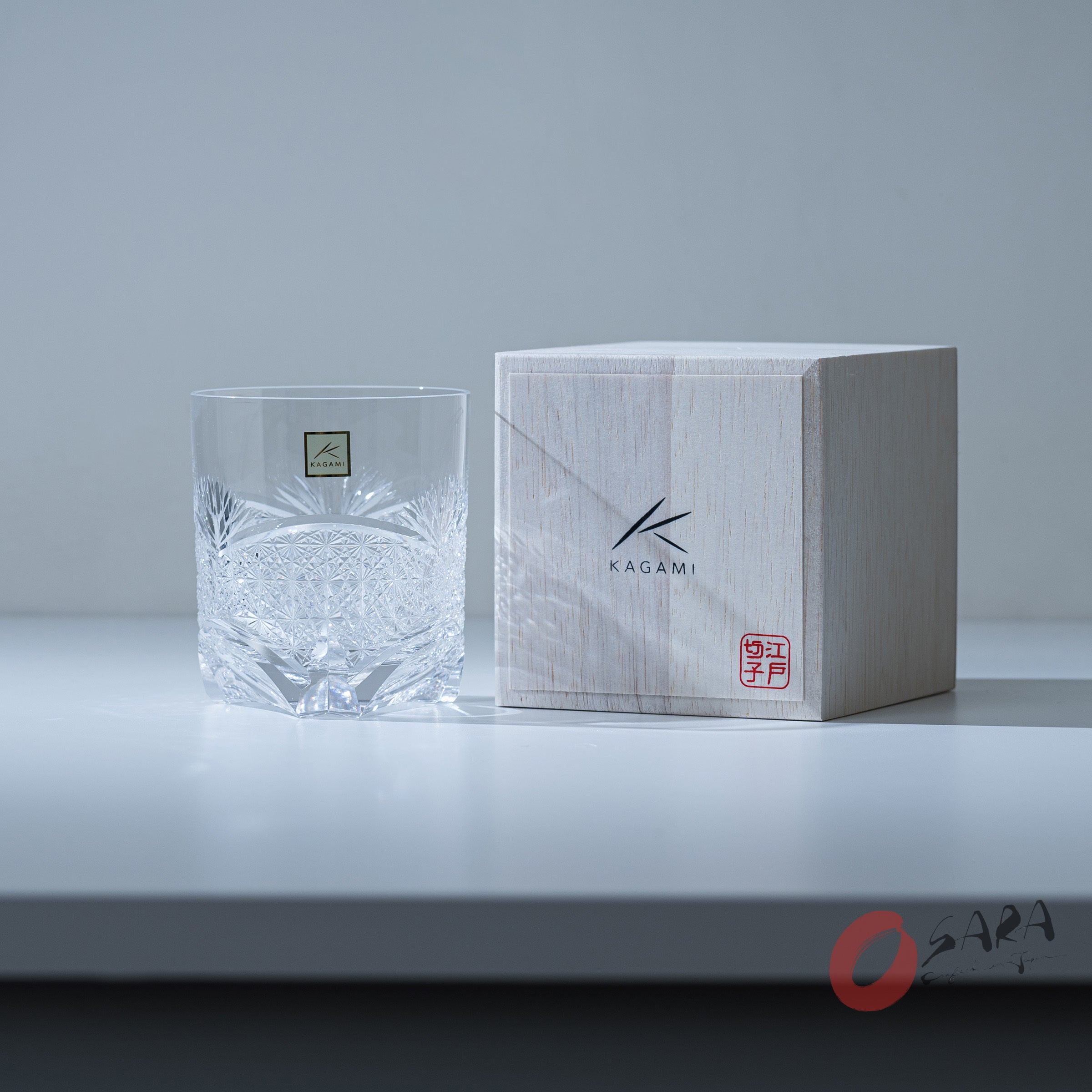 Premium KAGAMI Crystal Japanese Handmade Whiskey Glass Set - 370ml Elegant Tumbler for Bourbon, Scotch & Cocktails - Perfect for Home Bar, Gifts & Special Occasions