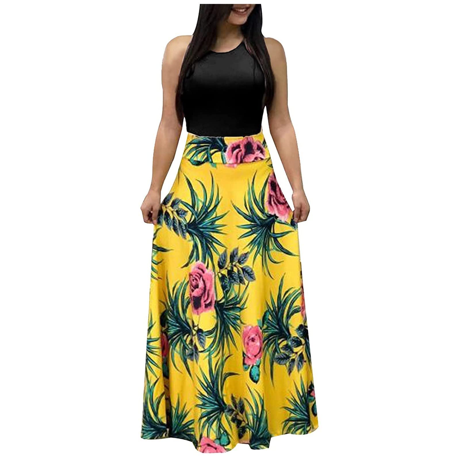 2022 Women's Floral Printed Short Sleeve Summer Dresses - QWERTYU Plus Size Formal Graduation Dress for Women | Perfect for Beach Vacations, Garden Parties & Special Occasions