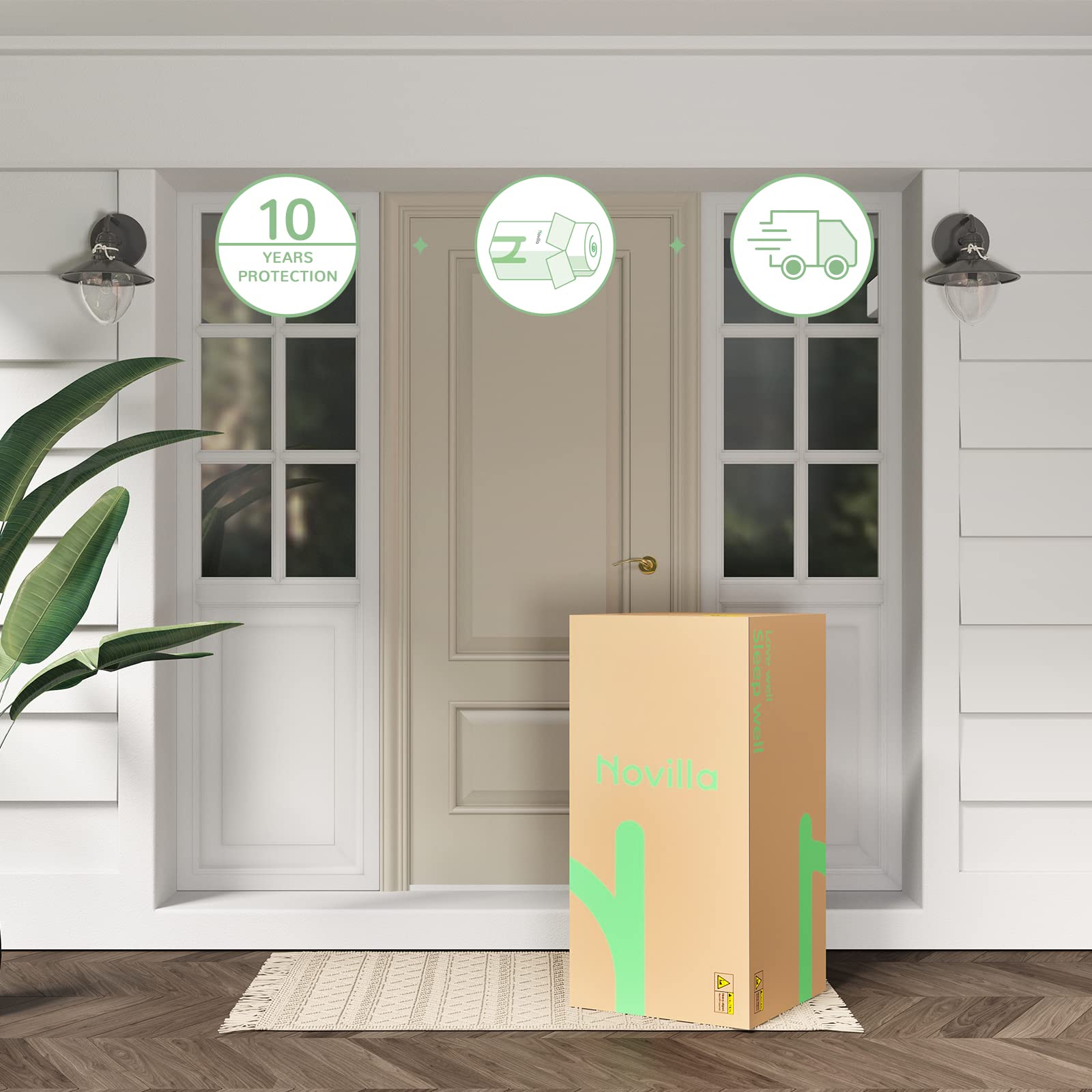 Novilla 10 Inch Hybrid Queen Mattress in a Box - Individually Wrapped Pocket Coils for Motion Isolation & Medium Firm Support - Pillow Top Cooling Gel Memory Foam Bed - Perfect for Back Pain Relief, Guest Rooms & Small Apartments