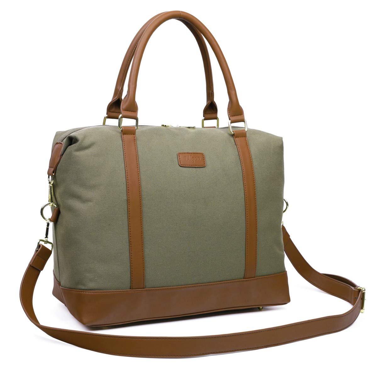 Ulgoo Carry On Duffel Tote Bag - Waterproof Travel Overnight Shoulder Bag with Trolley Handle for Airplane, Gym & Weekend Getaways (Army Green)