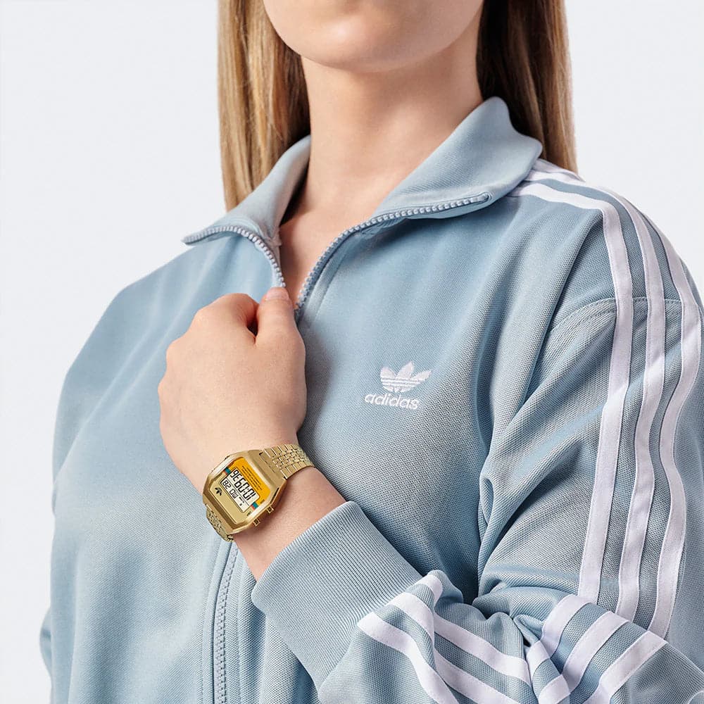 Adidas Originals Digital Gold Stainless Steel Strap Unisex Watch AOST23555 - Stylish Sporty Watch for Men & Women - Perfect for Gym, Running & Everyday Wear