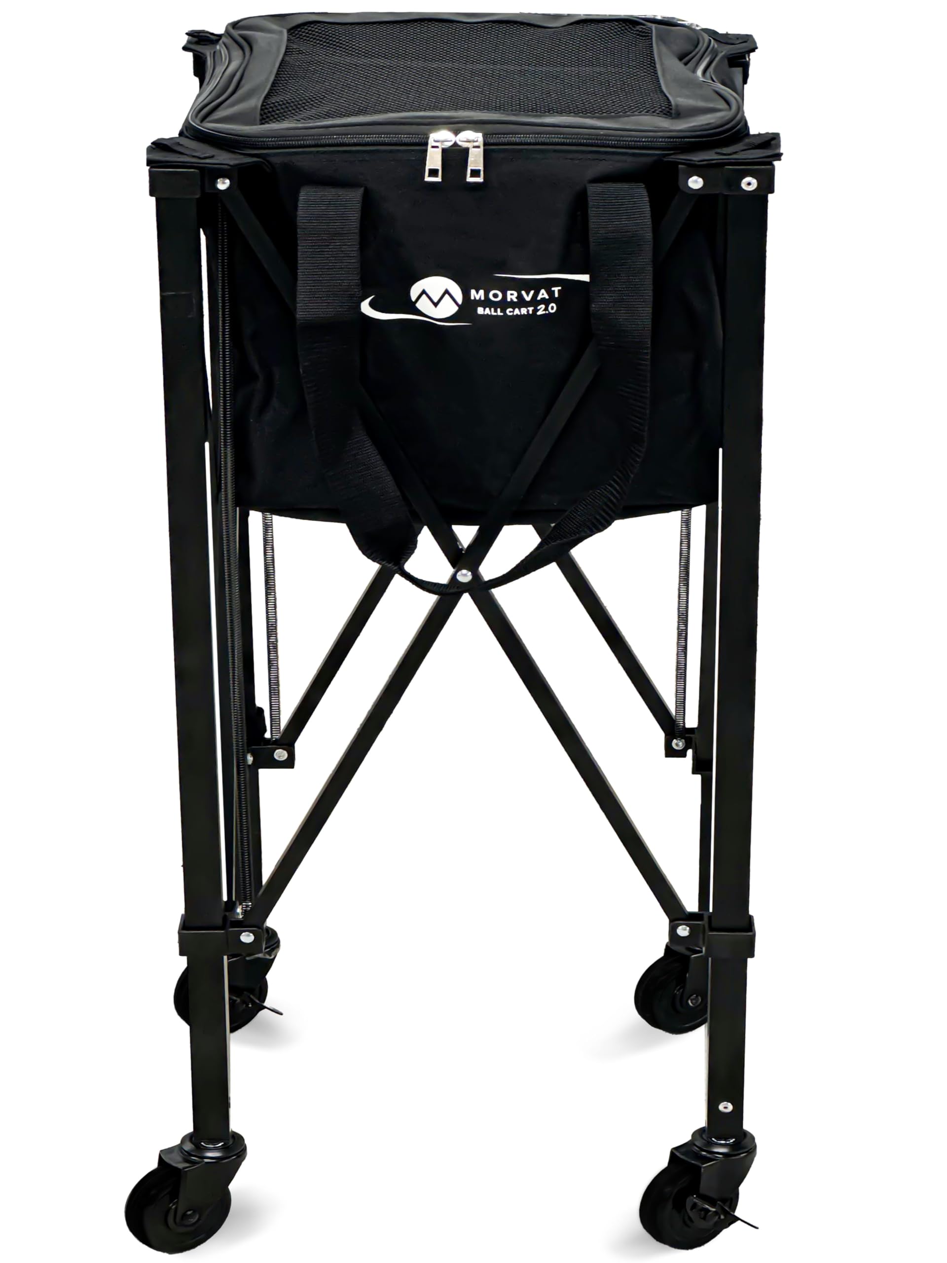 Professional Tennis & Pickleball Ball Hopper - Heavy Duty 165 Ball Capacity Practice Cart with Foldable Design | Portable Sports Training Equipment with Zippered Pocket & Racket Holder | Includes Carry Bag + 3 Tennis Balls for Court Practice & Backyard Drills