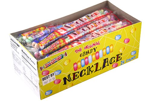 24 Pack Candy Necklace for Kids - Fun & Colorful Edible Jewelry for Parties, Halloween, Birthdays & Gifts - Bulk Candy Beads on String (Assorted Flavors)