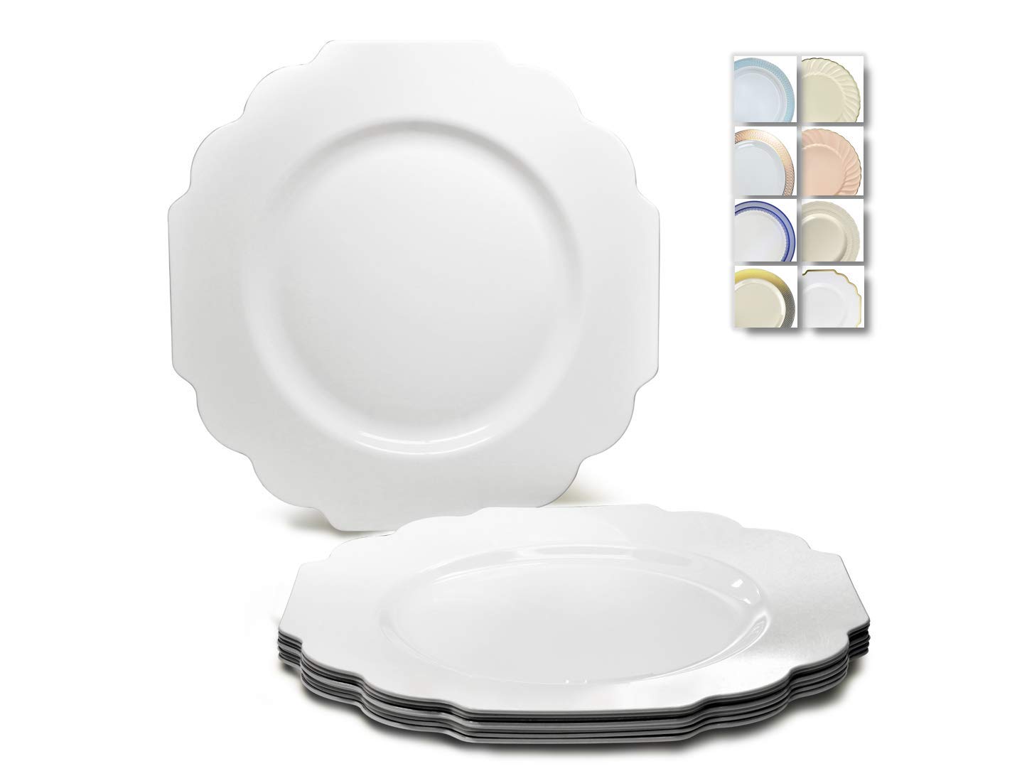 120-Pack Heavyweight Disposable Plastic Plates for Weddings & Parties - 10.5'' Dinner Plates in Classic White - Perfect for Catering, BBQs, and Special Events