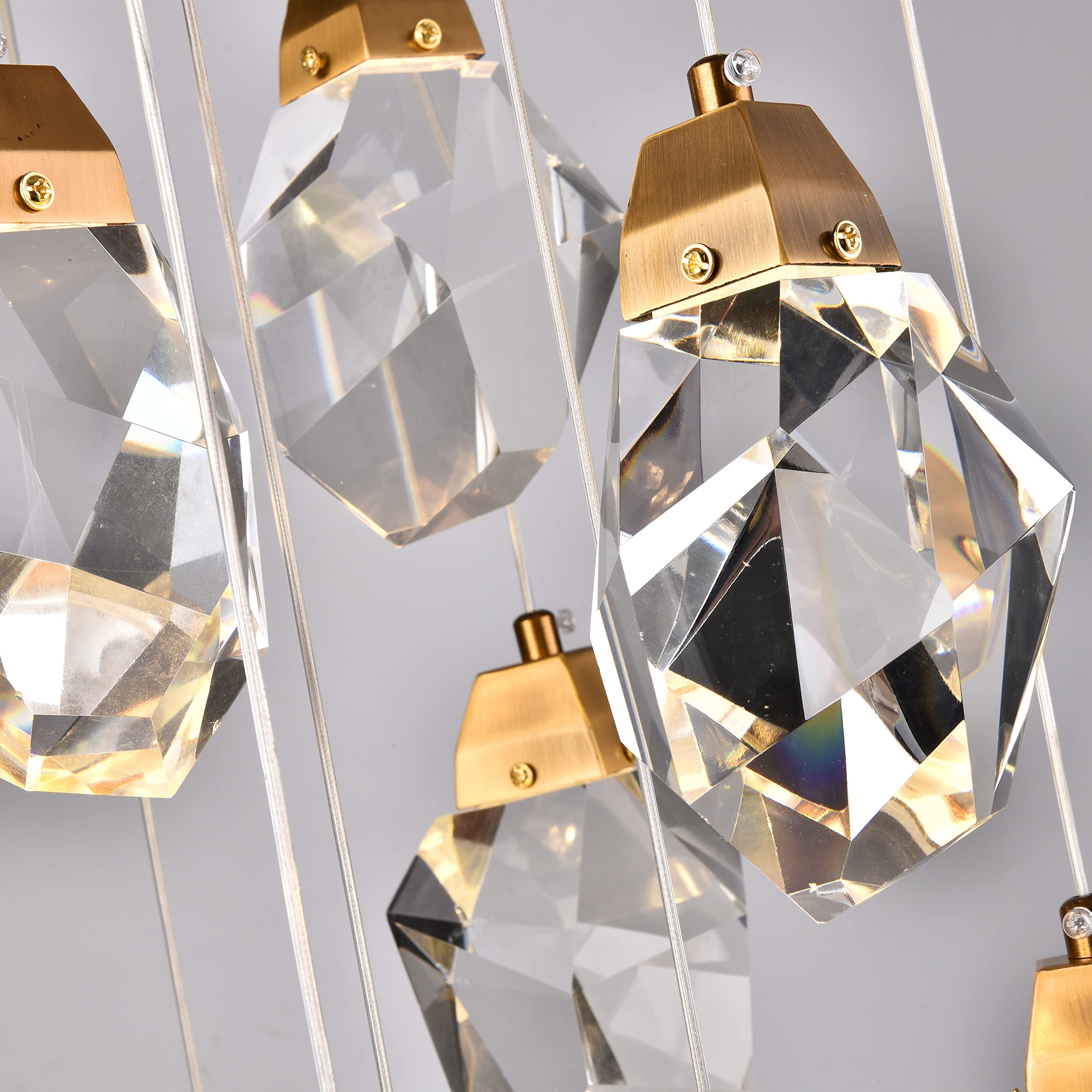 Modern Brass Dimmable Crystal Pendant Light - 4.72