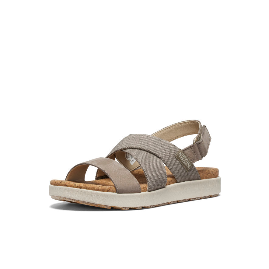 Women's Elle Criss Cross Sandals - Comfortable Brindle/Birch Strappy Summer Shoes for Beach, Vacation & Casual Outings