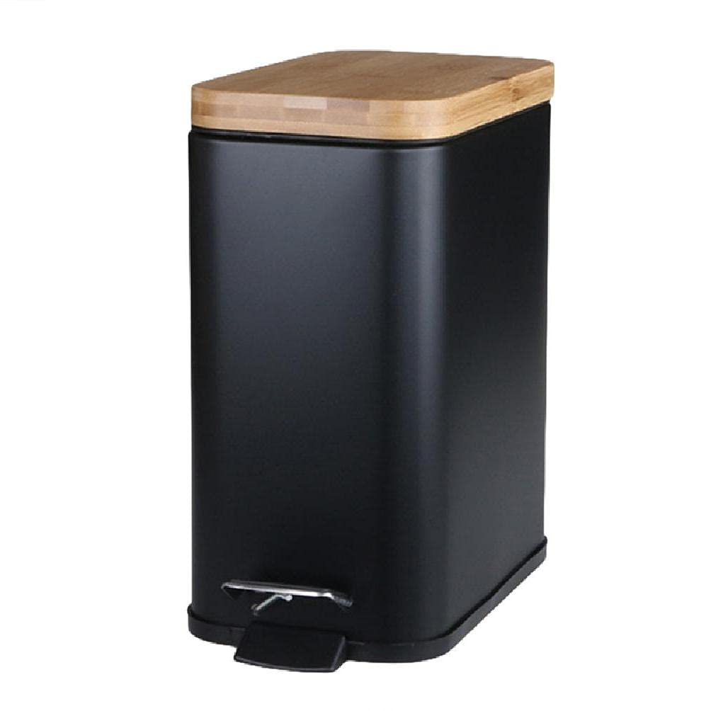 Bamboo Lid Step Trash Can - Eco-Friendly Waste Bin with Foot Pedal for Kitchen, Bathroom, Office - Perfect for Fairy Garden Decor & Home Organization