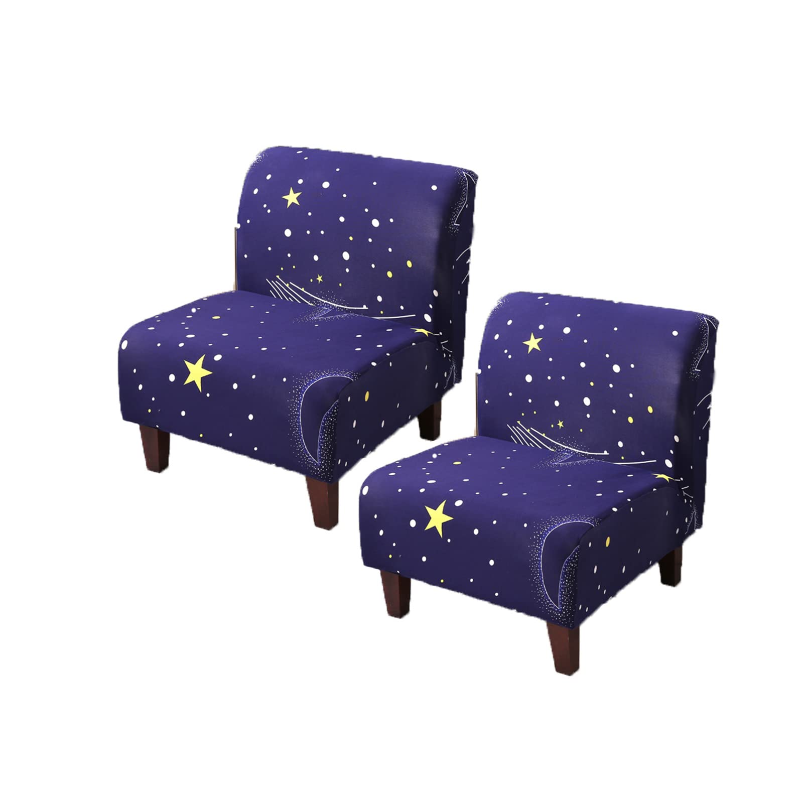 FUANGUI 2-Pack Armless Chair Slipcovers - Stretchable Spandex Accent Chair Covers with Printed Design, Washable Furniture Protector for Dining & Living Room - Perfect for Home Decor, Office, and Event Seating