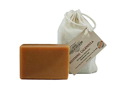 Organic Calendula Handmade Soap - Cold Process Vegan Soap for Sensitive Skin - Natural Soothing & Moisturizing Bar Soap - Perfect for Dry Skin, Eczema & Daily Facial/Body Cleansing