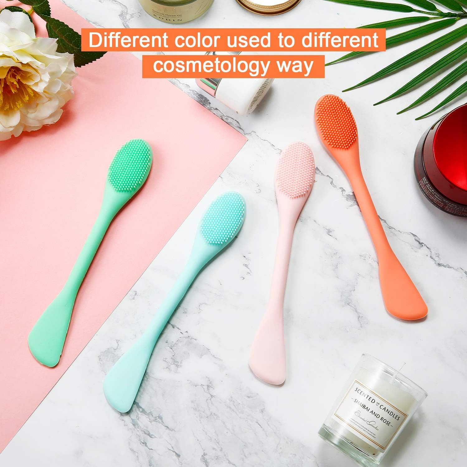Cosluxe Double Head Silicone Face Mask Brush - Soft Facial Cleansing Brush for Mud, Clay & Modeling Masks, DIY Facials, BB/CC Cream & Body Lotion Application - Gentle Pore Cleaner (2 Pack) | Perfect for Spa Days, At-Home Skincare Routines & Professional Makeup Application