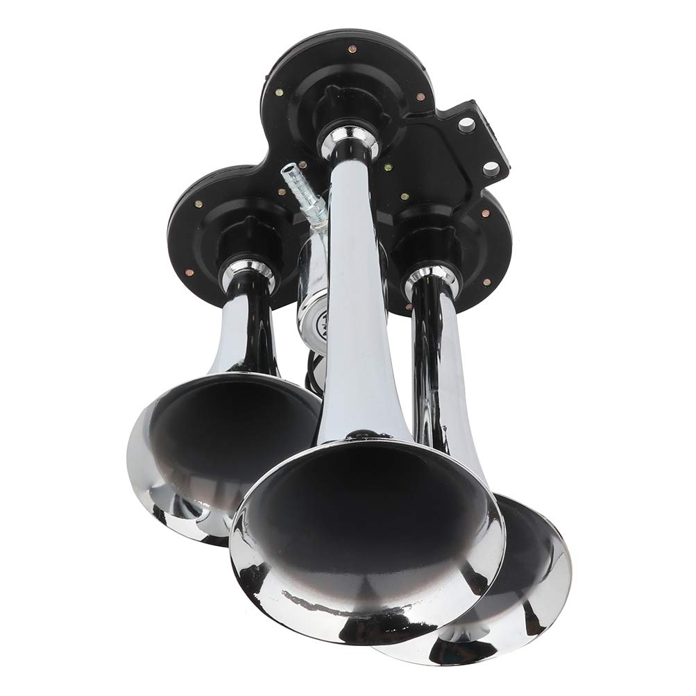3 Trumpet Electric Train Air Horn Kit with 150 PSI Air Compressor - 12V Loud Vehicle Horn for Trucks, Cars, Boats & Motorcycles - Perfect for Emergency Alerts & Off-Road Adventures