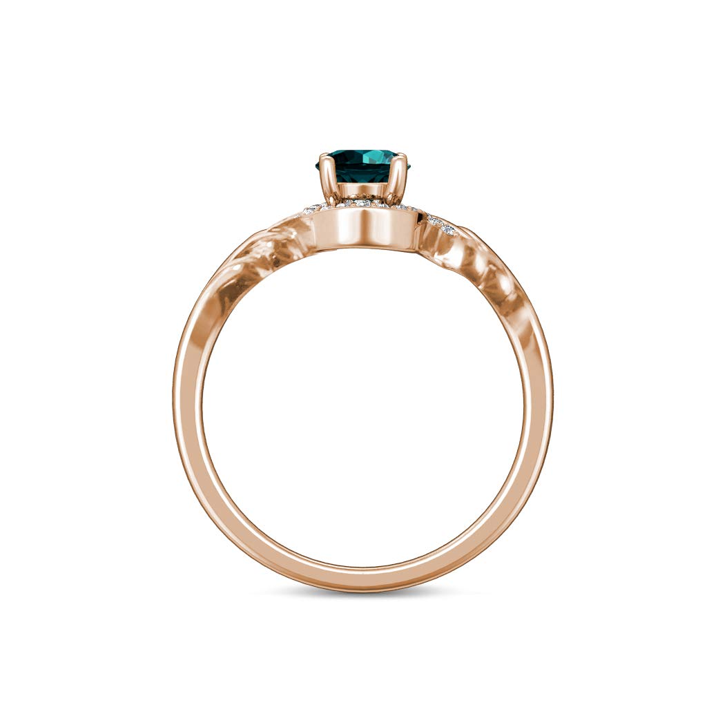 14K Gold Round London Blue Topaz & Natural Diamond 1/8 ctw Bypass Engagement Ring for Women - Perfect for Proposals, Anniversaries & Special Occasions
