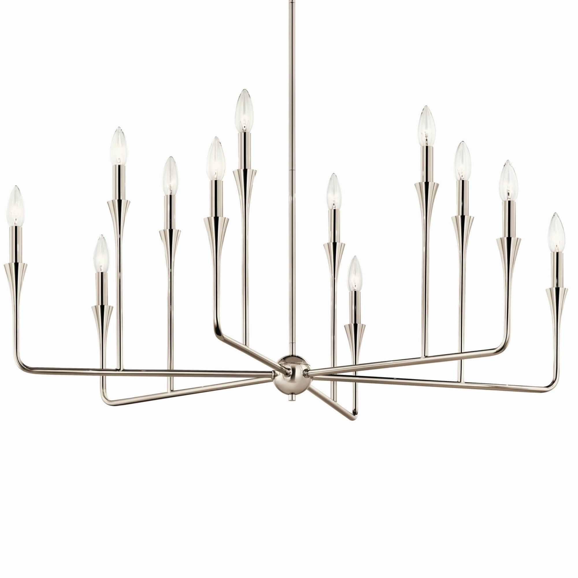 Alvaro 40-Inch 12-Light Multi-Tier Crystal Chandelier with Polished Nickel Finish - Perfect for Dining Room, Foyer, or Luxury Bedroom Lighting