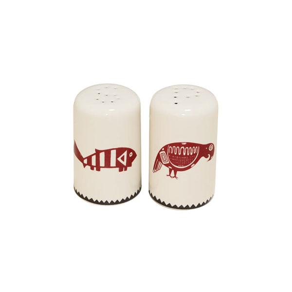 Premium Salt and Pepper Shakers Set - Elegant White & Maroon Ceramic Spice Dispensers for Dining Table, Kitchen, and Restaurant Use | Mimbreño