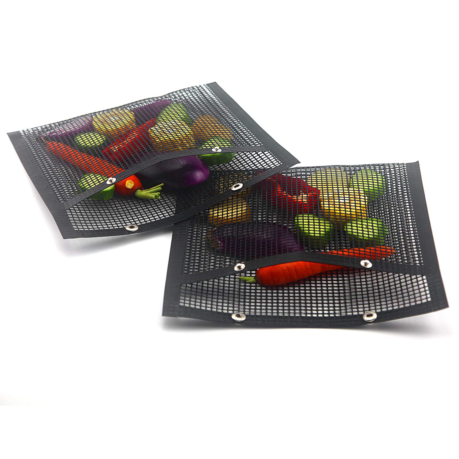 GUCUJI BBQ Mesh Grill Bags - Heat Resistant & Non Stick Reusable Grilling Bags (2 Pack) - Easy to Clean for Charcoal, Gas, Electric Grills & Smokers - Perfect for Backyard Cookouts, Camping & Outdoor Barbecues