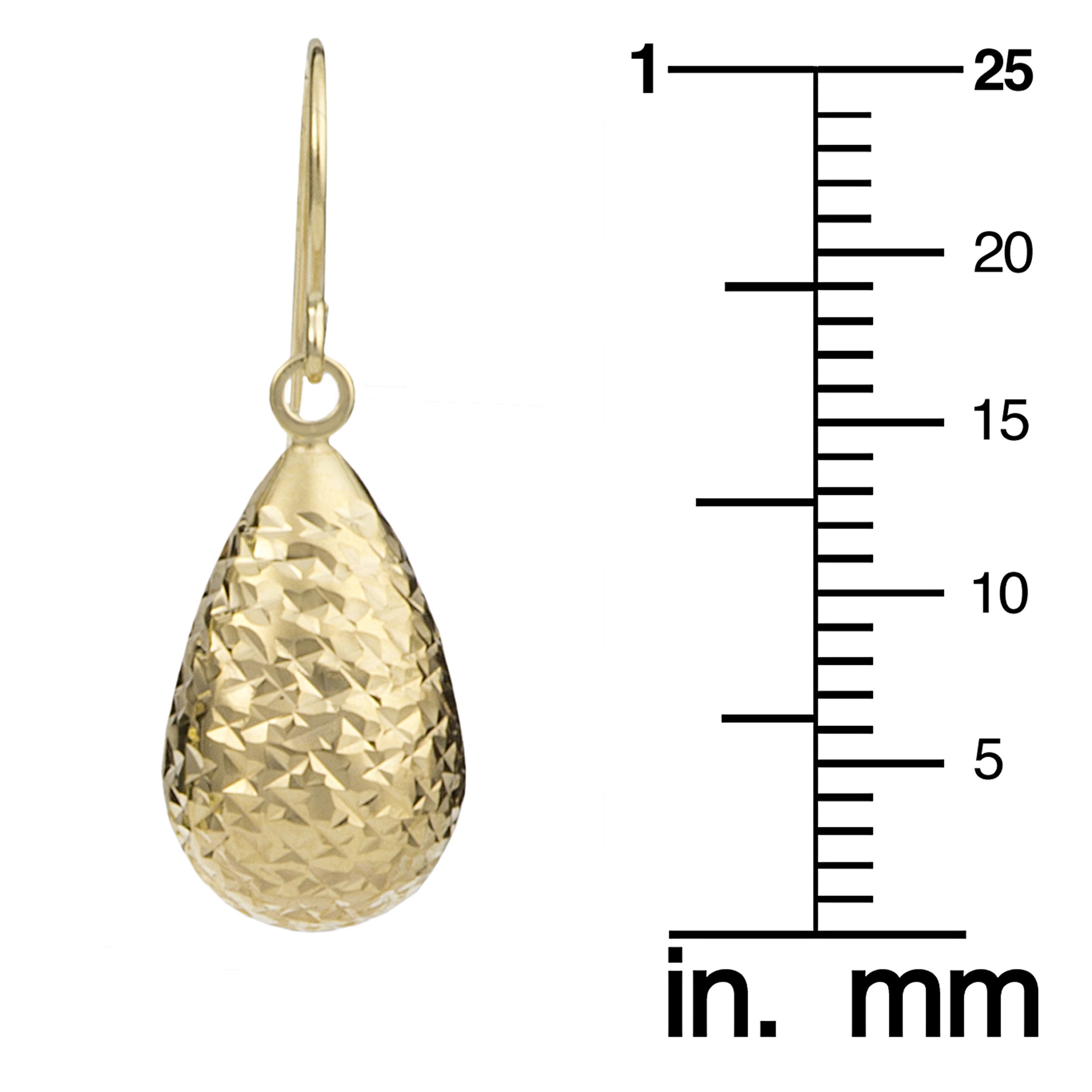 10K Gold Diamond-Cut Pear Drop Earrings for Women - Elegant Dangle Earrings for Parties, Weddings & Special Occasions - Kooljewelry