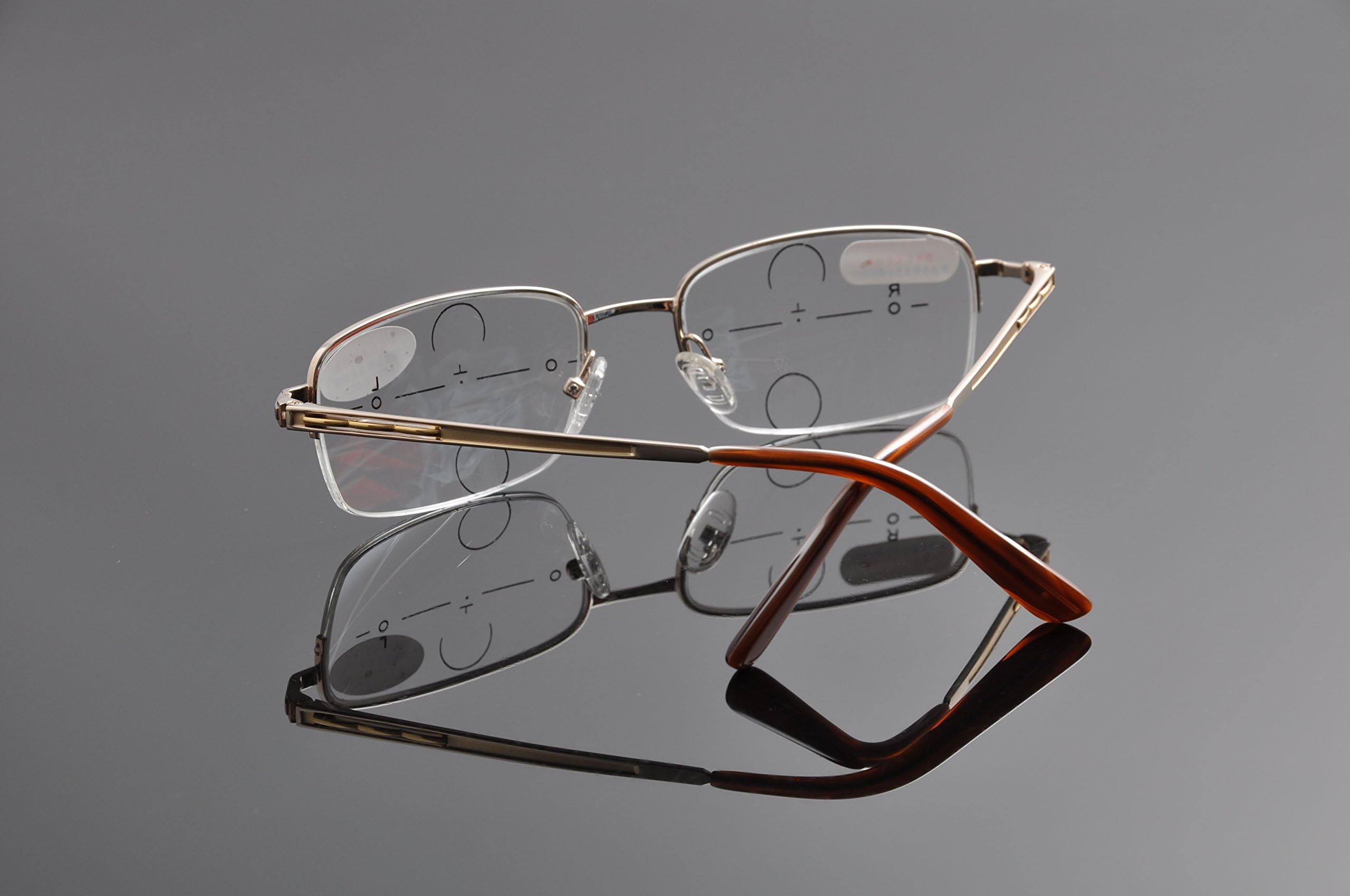 Progressive Reading Glasses for Men - Silver & Gold Metal Frame Fashion Eyewear - Perfect for Reading, Working & Daily Use