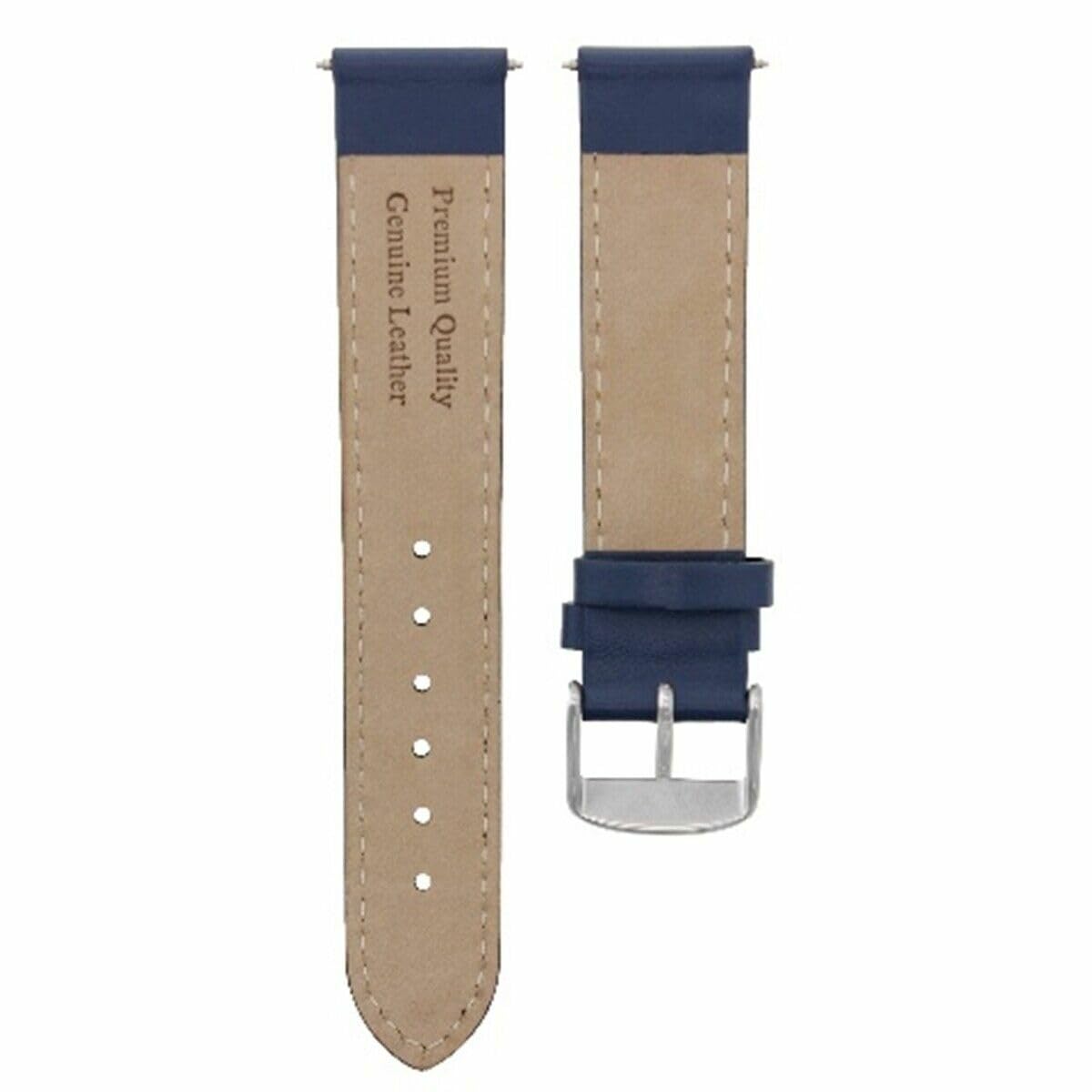 18mm Smooth Leather Watch Band Strap for Men's Tudor Watch - Blue Genuine Leather with Orange Stitching - Replacement Strap for Everyday Wear, Business & Casual Occasions