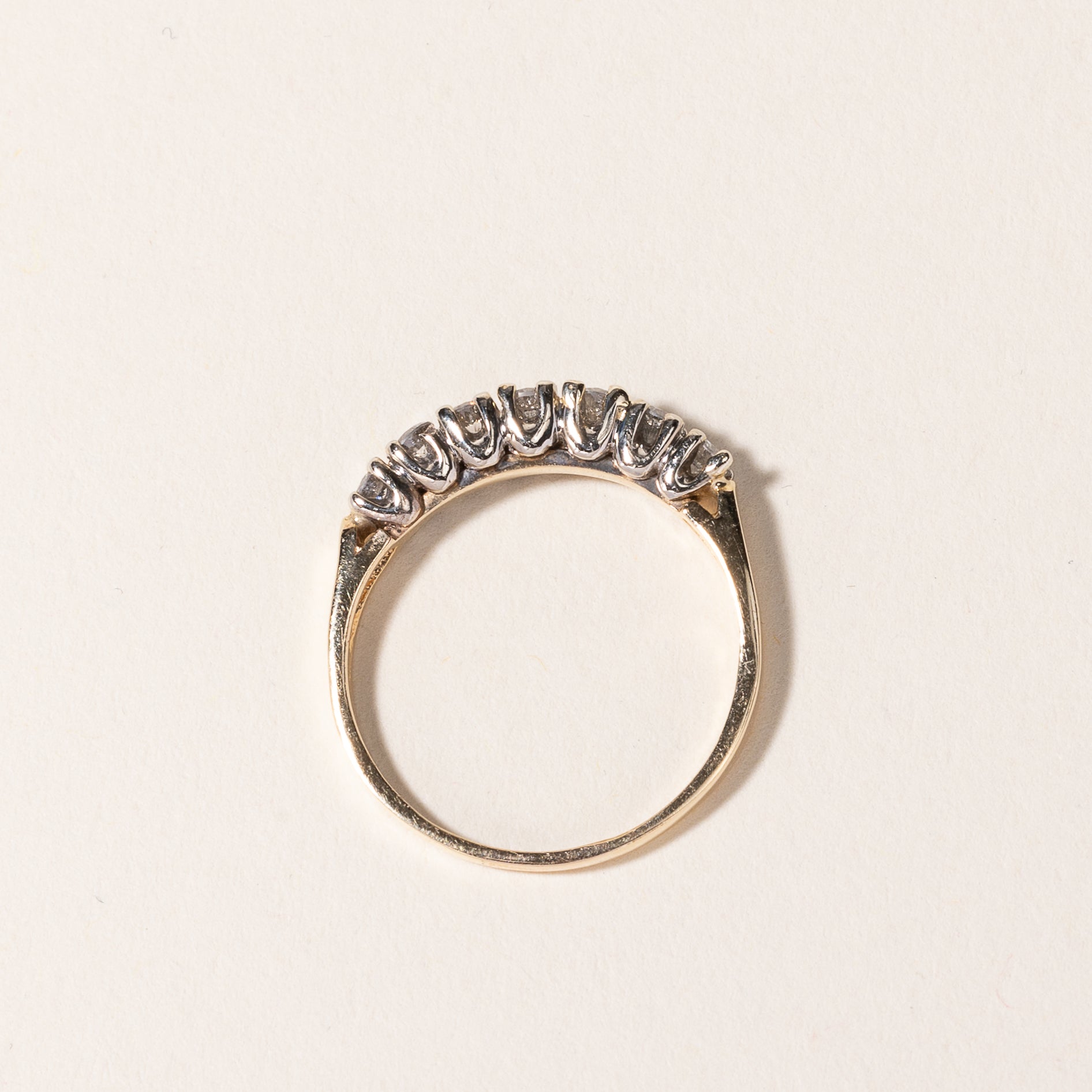 14K Yellow Gold Single Row Diamond Ring - 0.42 Carat Total Weight (CTW) | Size 8.5 | Elegant Wedding Band, Anniversary Gift for Her, Promise Ring for Women